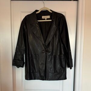 Sebby Collection Black Faux Leather Blazer
